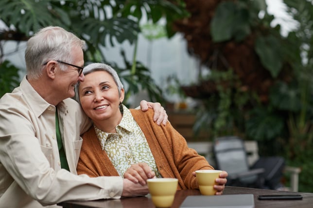 happy older interracial couple